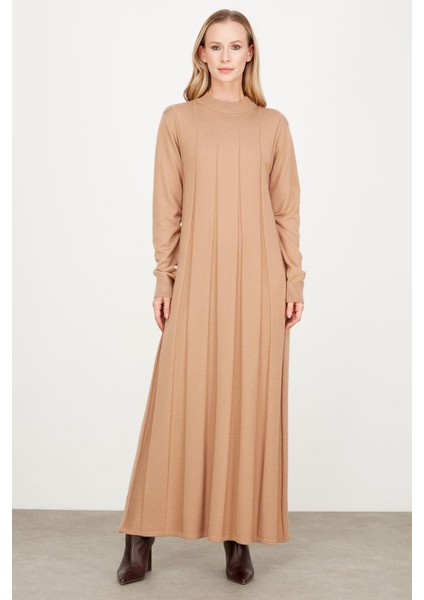 21605 Kalın Piliseli Triko Elbise