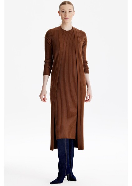 21598 Hırka Kombinli Triko Elbise