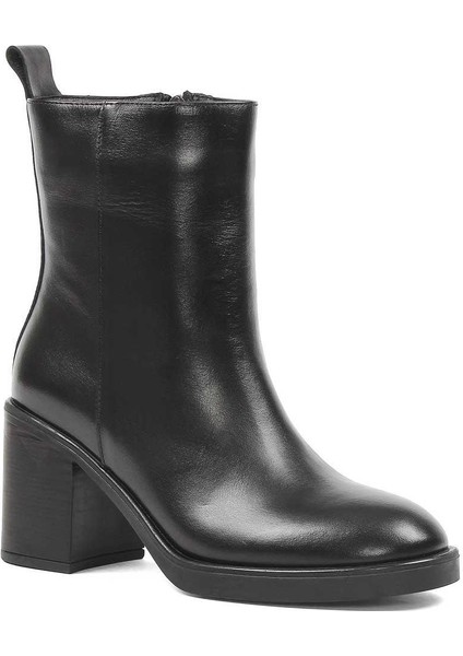 Kadın Siyah Kalın Topuklu Deri Bot modelleri