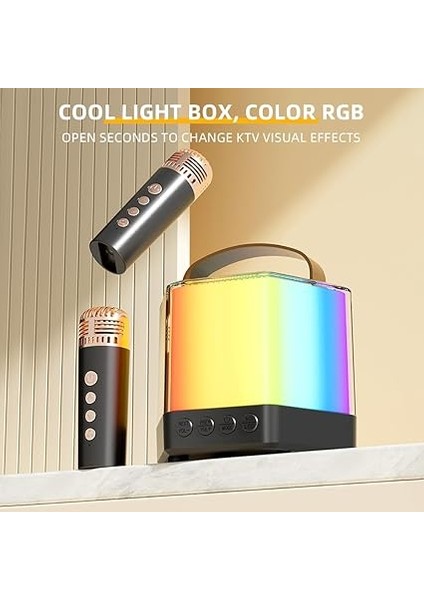 Karaoke Makinesi Mini Kablosuz Mikrofon ve Hoparlör Seti 2 Mikrofonlu Rgb Renkli Işık El Mikrofonu Doğum Günü Partisi Masaüstü Için Ler Açık Hava Taşınabilir Çift Mikrofon Karaoke Sistemi indirimleri