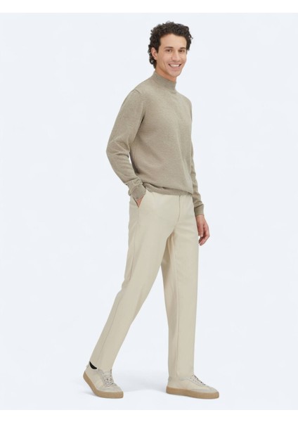 Bej Yarım Balıkçı Yaka Düz Örgü Triko Kazak modelleri