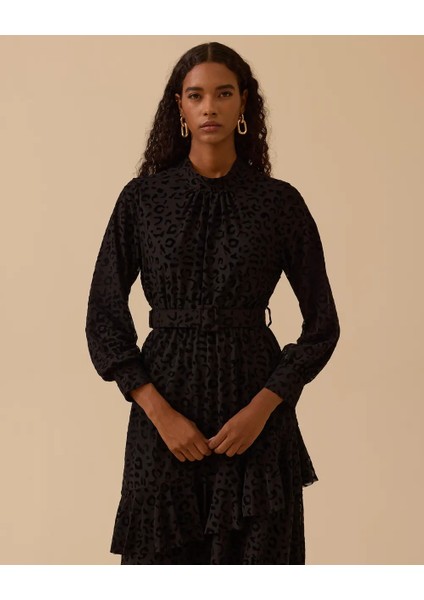 10002521311009 Beli Lastikli ve Kemerli Etek Ucu Fırfırlı Tüllü Şık Elbise fiyatları