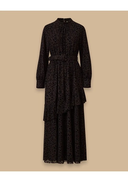 10002521311009 Beli Lastikli ve Kemerli Etek Ucu Fırfırlı Tüllü Şık Elbise indirimleri