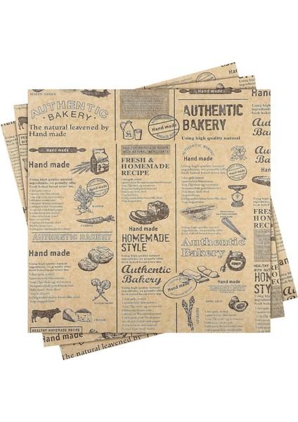 Gazete Desenli Yağlı Kağıt, Mutfak Sunum Kağıdı, 50 Veya 100 Adet Seçeneği (100)