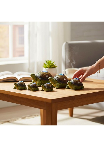 Feng Shui Nazar Boncuğu Motifli 7’li Caretta Caretta Heykel Biblo Dekoratif Ürün Konsol Vitrin Süsü fiyatları