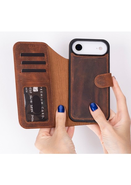 iPhone 17 Air Uyumlu Hakiki Deri Magsafe ve Rfıd Koruma Özellikli Çıkarılabilir Cüzdanlı Kılıf fiyatları
