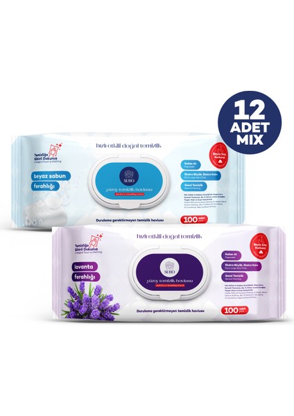 YÜZEY TEMİZLİK HAVLUSU 100 'LÜ MİX 12 X100 (6 L.FERH + 6 B.SABN.FERH )