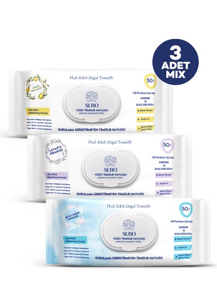 YÜZEY TEMİZLİK HAVLUSU 50 'Lİ MİX 3X50