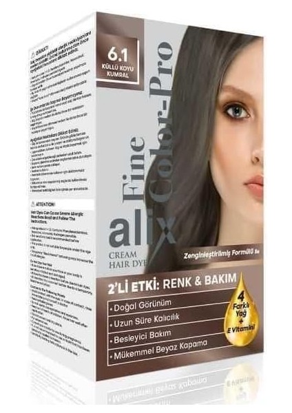 Alix Kit Saç Boyası 50 ml 6.1 Küllü Koyu Kumral