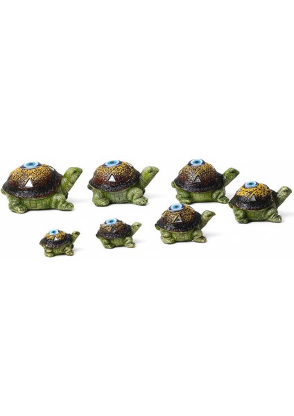 Feng Shui Nazar Boncuğu Motifli 7’li Caretta Caretta Heykel Biblo Dekoratif Ürün Konsol Vitrin Süsü fırsatları