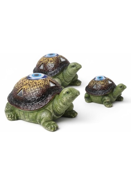 Feng Shui Nazar Boncuğu Motifli 7’li Caretta Caretta Heykel Biblo Dekoratif Ürün Konsol Vitrin Süsü indirimleri