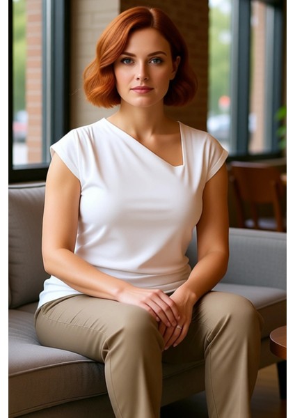 Büyük Beden Kadın Bluzu Asimetrik Yaka %100 Pamuk Örme Kumaş Günlük Şıklık Kaliteli Şık Rahat