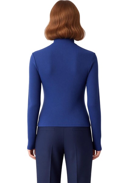 Kadın Yüksek Yaka Esnek Örme Uzun Kollu Bluz Kaliteli Şık Rahat Modern Zarif Günlük fiyatları