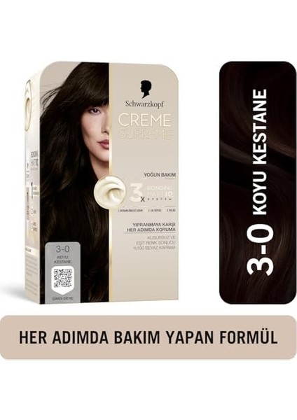 Schwarzkopf Creme Supreme Saç Boyası 3-0 Koyu Kestane modelleri