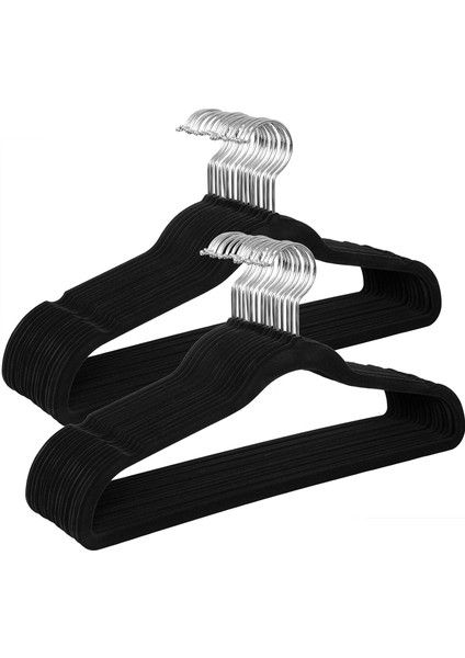 Kadife Askısı, 30&apos;lu Set, Askı, Ceket Askısı, 41,5 cm Genişliğinde, Askısı, Ince, Dayanıklı, 360° Dönebilen Kanca, Manto, Gömlek ve Takım Için, Siyah CRF26BK