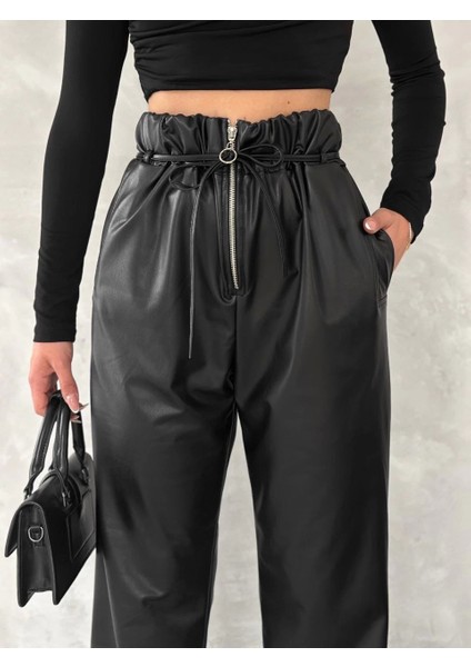 Kendinden İnce Kemerli Deri Pantolon Siyah fiyatları