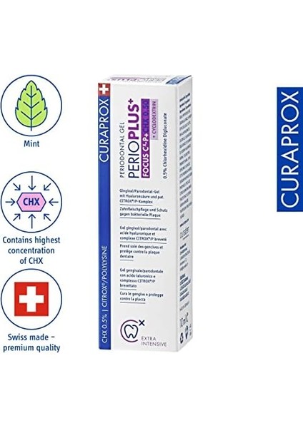 Curaprox Perio Plus Focus Jel – Hedeflenen Diş Eti Bakımı | Chx ve Hyaluronik Asit ile Iyileşmeyi Destekler | 10 ml Tüp