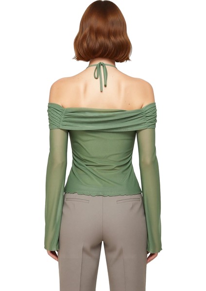 Kadın Dokulu Ispanyol Kol Bluz Şık ve Zahmetsiz Günlük Giyim Kaliteli Şık Rahat Modern fırsatları