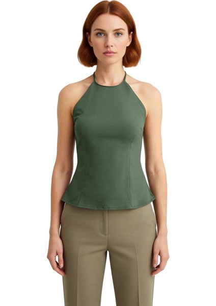 Kadın Halter Yaka Gabardin Dokuma Bluz Şık ve Konforlu Günlük Stil Kaliteli Şık Rahat Modern modelleri