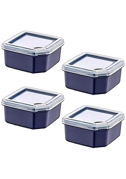 4&apos;lü Q-Box Saklama Kabı Lacivert 350 ml modelleri