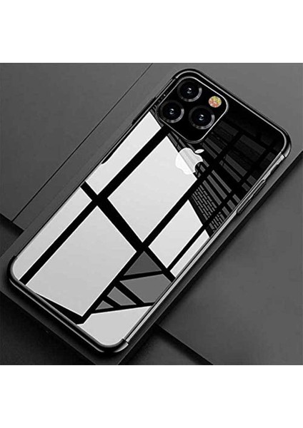 11 Pro ile Uyumlu Dört Köşeli Lazer Siyah Cep Telefonu Kılıfı