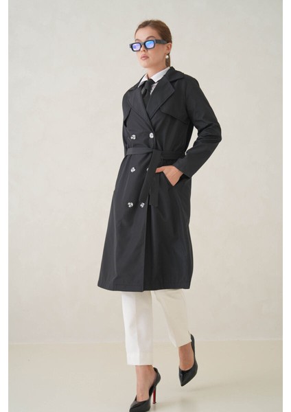 Su Geçirmez Kruvaze Yaka Sık Dokuma Kadın Trençkot modelleri