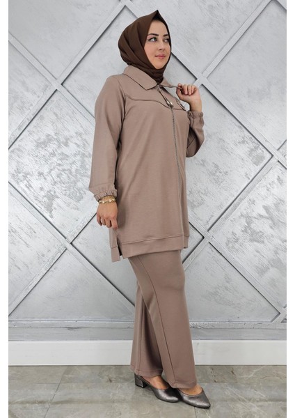 Kadın Fermuarlı Çiçek Detaylı Tesettür Takım fiyatları