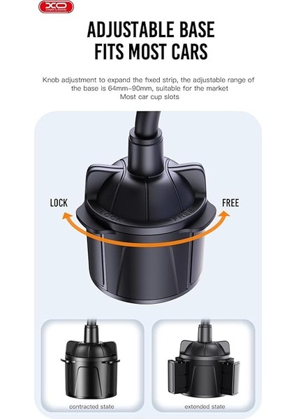 Simple Is Beauty C105 Bardak Tutucuya Monte Araç Içi Telefon Tutucu, 360° Dönebilen, Otomatik Kilitli, Ayarlanabilir 3D Slikon Kablo, Kolay Kurulum, Siyah indirimleri