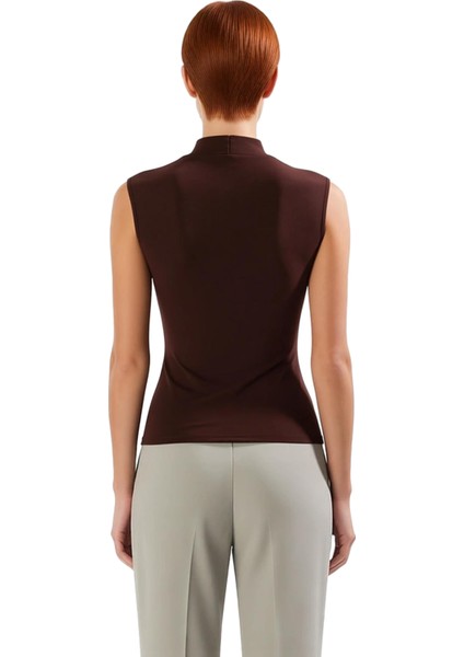 Kadın Yüksek Yaka Düğmeli Kolsuz Üst Kaliteli Şık Rahat Modern Zarif Günlük modelleri