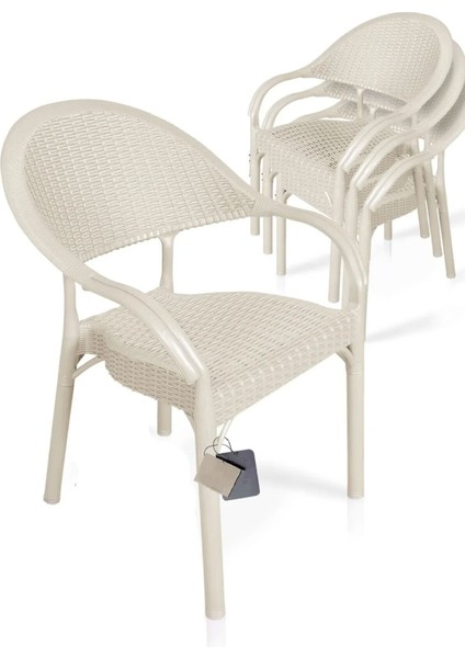 Bambu Rattan Görünümlü Sehpalı Set 2 Adet Koltuk + 45 cm Sehpalı Sandalye Seti