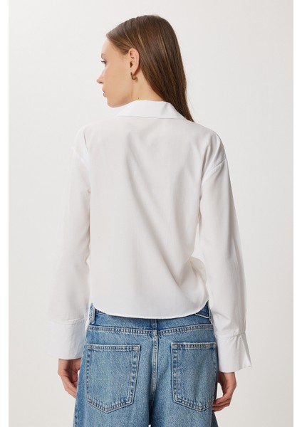 Gömlek Yaka Anvelop Poplin Bluz LZV0040 Beyaz fırsatları