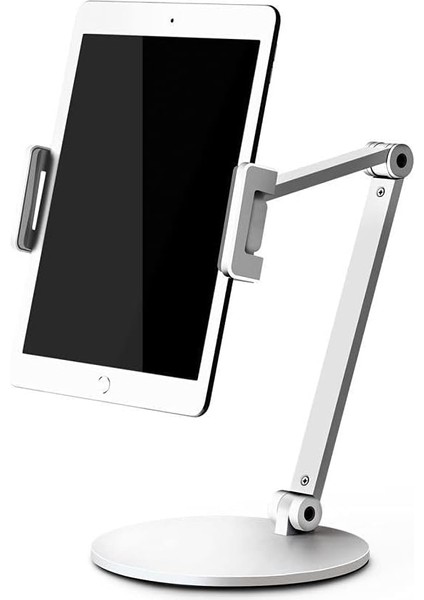 STD20144LG 360° Ayarlanabilir Teleskobik 4"-13" Ergonomik Tablet Standı (Gümüş)