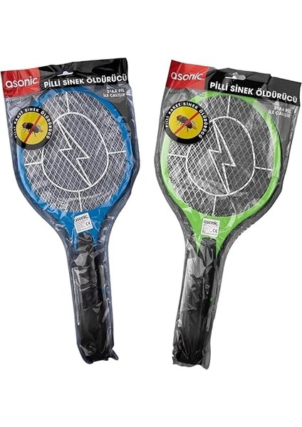 Pilli Sinek Öldürücü Raket Elektrikli Pille Çalışan Sinek Raketi, Sinek Öldürücü Yakalayıcı Asonic AS-A22 - Genişlik: 25 Cm, Yükseklik: 45 Cm, Derinlik: 3 cm (1 Adet) indirimleri