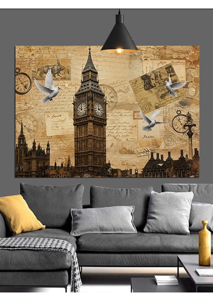 Londra Saat Şehir Dekoratif Kanvas - Mdf Ahşap Tablo modelleri