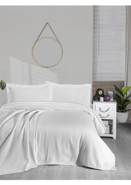 Havuzlu Pike, Örgü Battaniyesi, Kalın Iplik, Ev Dekorasyonu, Çift Kişilik 220 * 240 Beyaz