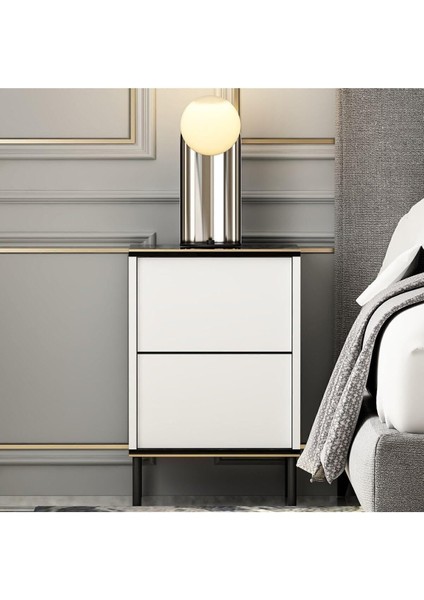 Dizayn Imaj Komodin Beyaz (Mermer Desen)