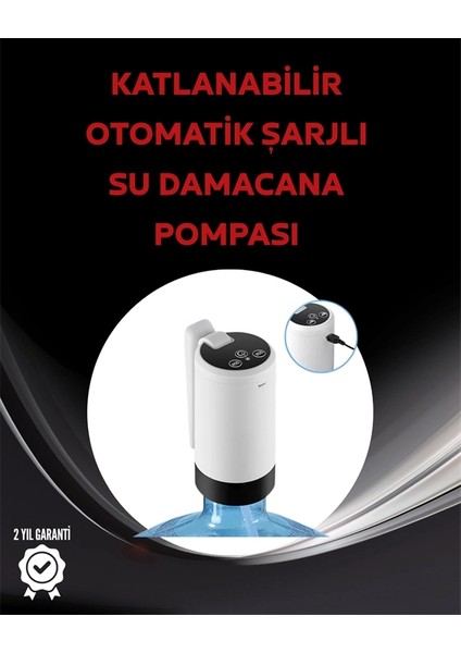 Damacana Üstü Akıllı Su Pompası | 3 Damacana Kullanım | 4W Güç | Micro USB Şarjlı | Katlanabilir & Taşınabilir