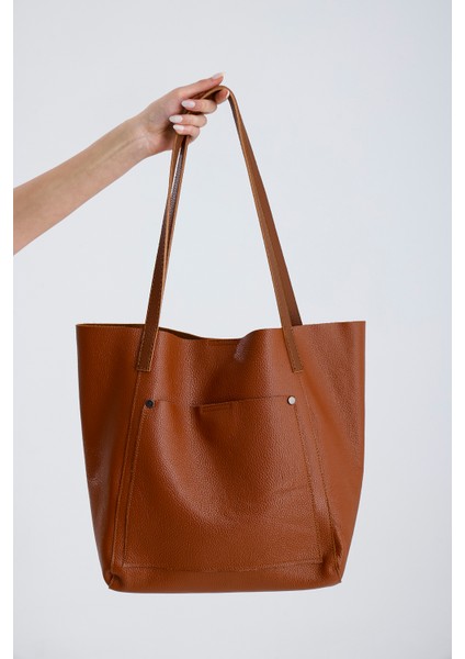 %100 Hakiki Deri Ön Cepli Shopper Kadın El ve Omuz Çantası fiyatları