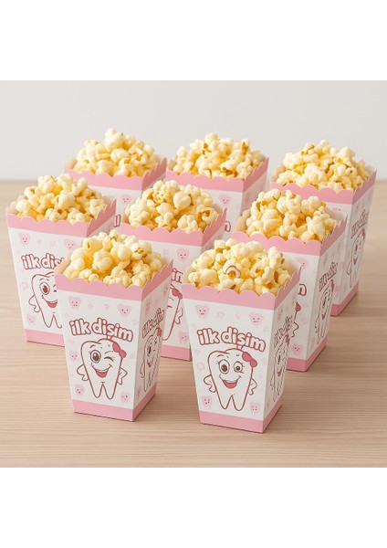 Ilk Dişim Temalı Kutusu, 8&apos;li Set, Pembe, Kız Bebek Diş Buğdayı Partisi Için