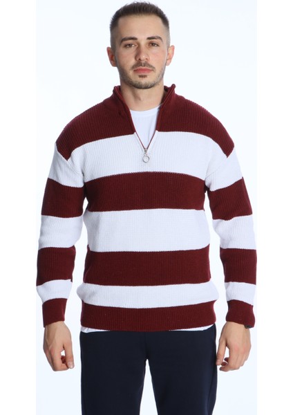 Parçalı Selanik Yarım Fermuar Kazak Bordo fiyatları