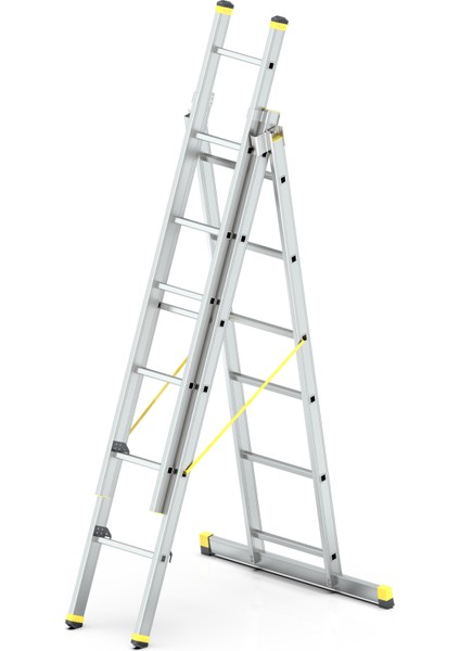 -Skybest Üç Parçalı Çok Amaçlı Alüminyum Merdiven