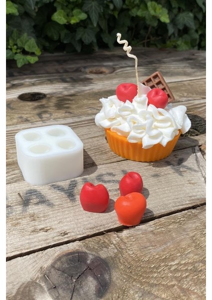 Concept Kiraz Dörtlü Mum Kalıbı (Silikon) (2,5 x 2 x 1,8 Cm) (Küçük Süsleme Kalıbı) 1 Adet