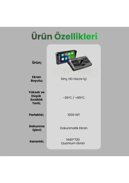 Motocarplay Akıllı Ekran Kablosuz Carplay 6 Inç 4k, Lastik Basınç Sensörü + Bluetooth Gps indirimleri