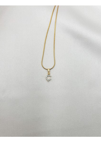 Fıora Çelik Zirkon Taşlı Harf Kolye Sade Şık Gold Ayarlanabilir Zincir Tüm Alfabe modelleri