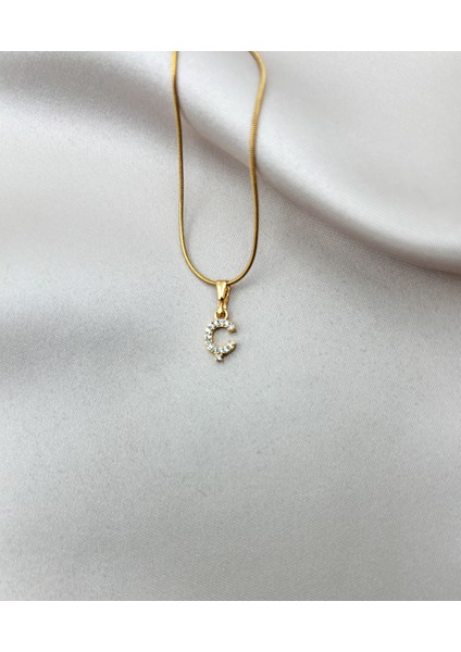 Fıora Çelik Zirkon Taşlı Harf Kolye Sade Şık Gold Ayarlanabilir Zincir Tüm Alfabe fırsatları