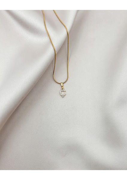 Fıora Çelik Zirkon Taşlı Harf Kolye Sade Şık Gold Ayarlanabilir Zincir Tüm Alfabe indirimleri