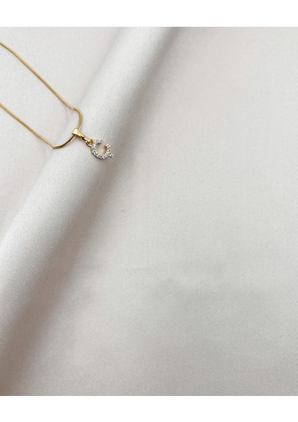 Fıora Çelik Zirkon Taşlı Harf Kolye Sade Şık Gold Ayarlanabilir Zincir Tüm Alfabe