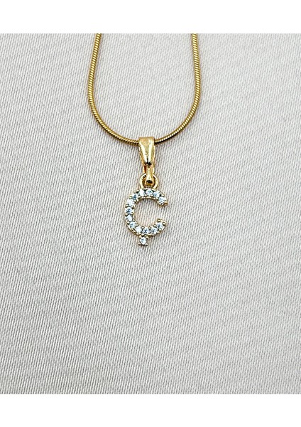 Fıora Çelik Zirkon Taşlı Harf Kolye Sade Şık Gold Ayarlanabilir Zincir Tüm Alfabe