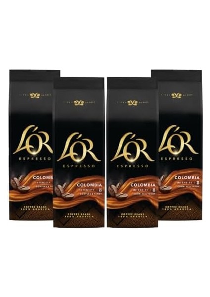 L&apos;or Espresso Colombia Çekirdek KAHVE,%100 Arabica, Zengin Lezzet, Yoğunluk 8, 500 Gram