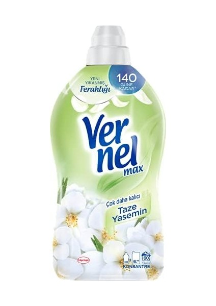 Vernel Max Taze Yasemin Kokulu 60 Yıkama Konsantre Çamaşır Yumuşatıcısı (1 x 1440 Ml) modelleri